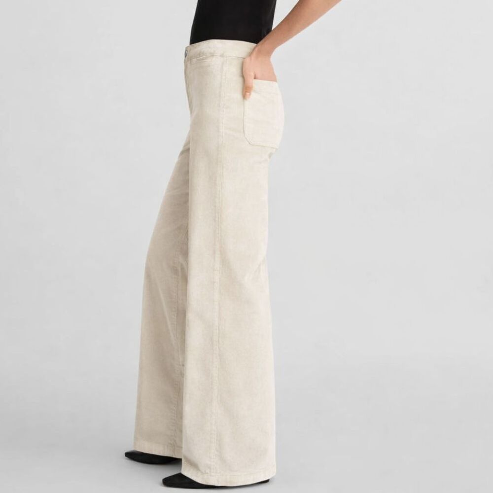 Madewell Ivory Wide Leg Corduroy Pants High Rise Cream NWT NX240 27P - Picture 2 of 6